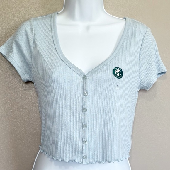 4/25$ Aeropostale The OG Tee Collection Shrunken Tee Ribbed Blue Medium NWT - Picture 1 of 7